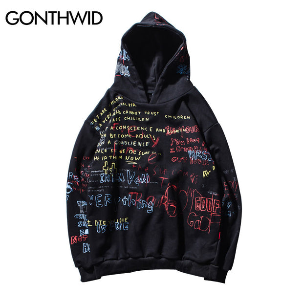 GONTHWID Hip Hop Graffiti Hoodies