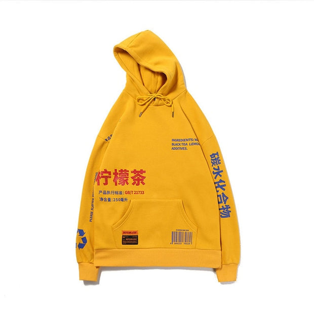 Lemon Tea Printed Fleece Pullover Hoodies